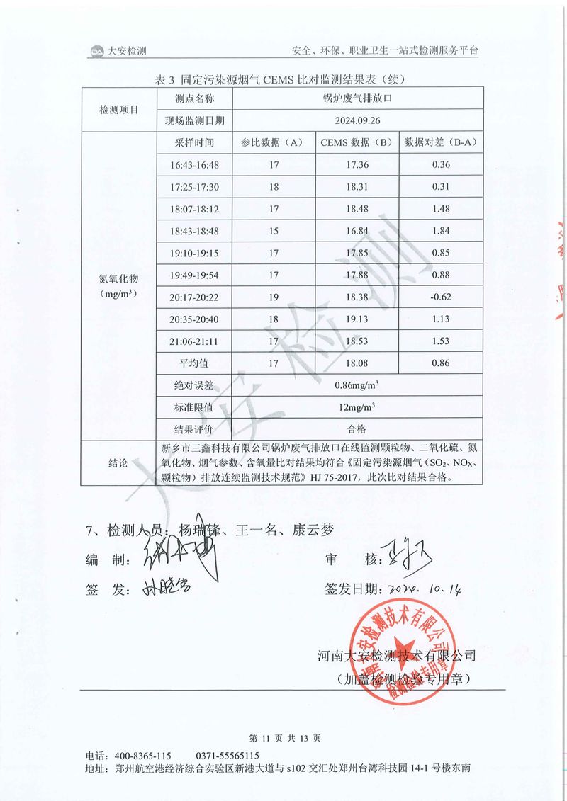 新鄉(xiāng)市三鑫科技有限公司-廢氣在線(xiàn)比對(duì)-12